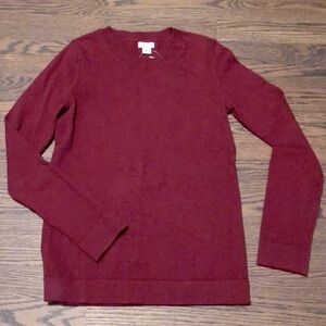 NWT J.Crew Factory Burgundy Teddie Cotton Wool Blend Sweater